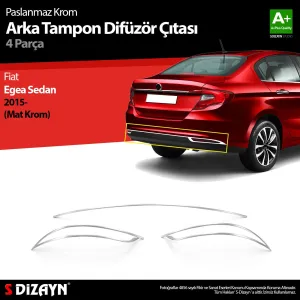 Fiat Egea Sedan 2015-Günümüz (Type 356) uyumlu SD Krom Arka Tampon Difüzör Çıtası 3 Prç. 2015 Üzeri (Mat Krom) modelleri Oto Aksesuar Shop'de. Kaliteli