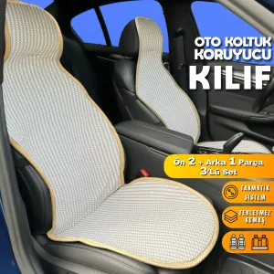 Hyundai Atos Uyumlu Koltuk Kılıfı Minder Krem 2+1 Ön Arka Set thumb 1