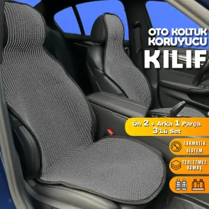 Drs Tuning Oto Koltuk Koruyucu Kılıf Çizgili Füme Beyaz Universal 2+1 Parça Ön Arka A+ Kalite