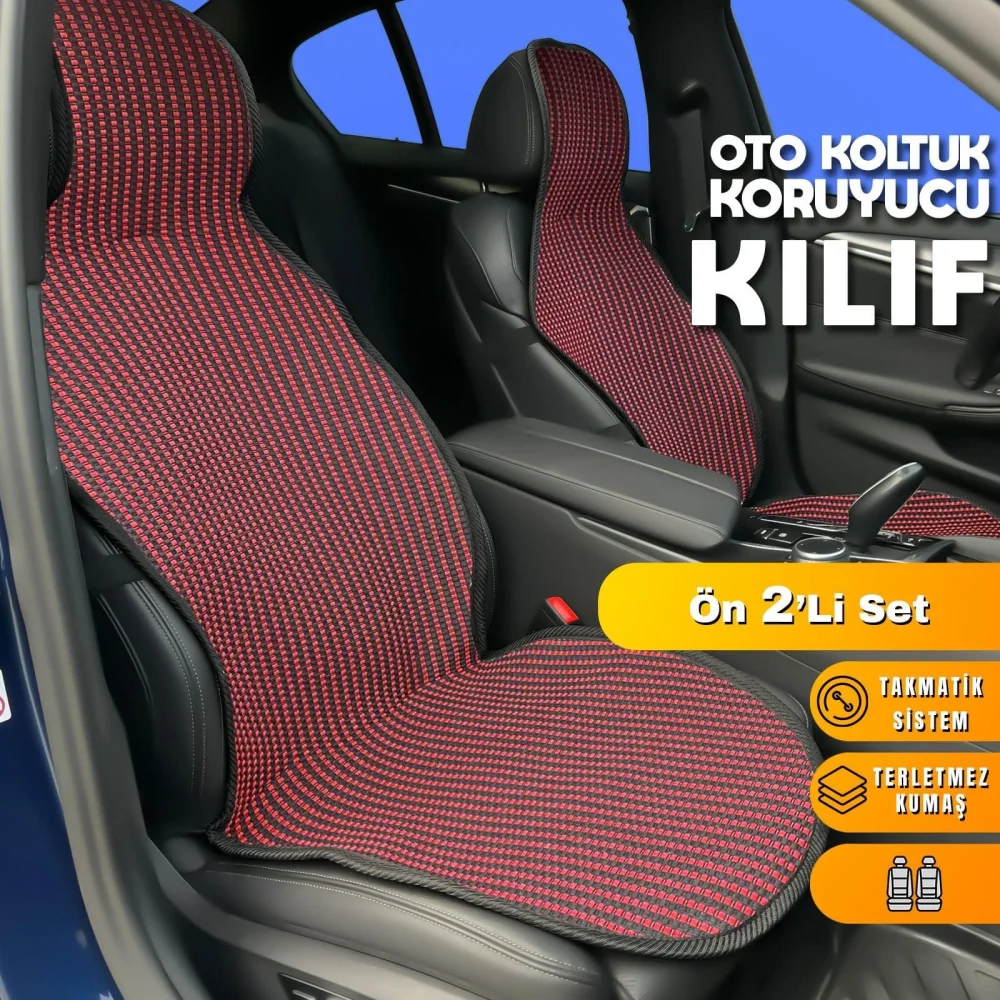 Rover 214 Uyumlu Koltuk Kılıfı Minder Çizgili Siyah Kırmızı 2+1 Ön Arka Set
