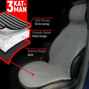 Audi A2 Uyumlu Koltuk Kılıfı Minder Çizgili Füme Beyaz 2+1 Ön Arka Set thumb 2