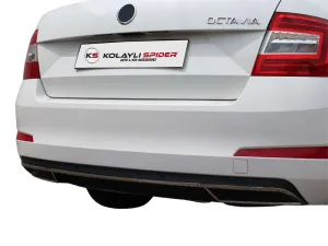 Skoda Octavia A7 Arka Difüzör Çıtası 3 Prç Krom 2013 ve Sonrası thumb 1
