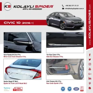 Honda Civic 10 Spoiler Bagaj Işıklı Abs 2016 ve Sonrası thumb 3