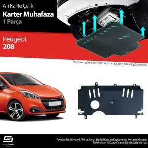 S-Dizayn Peugeot 208 Çelik Karter Muhafaza Koruma 2012-2019 A+ Kalite						                Araca &ouml;zel Karter Koruma 2mm HRP &Ccedil;elik den &uuml;retilmek