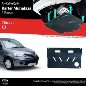 S-Dizayn Citroen C3 Çelik Karter Muhafaza Koruma 2002-2008 A+ Kalite						                Araca &ouml;zel Karter Koruma 2mm HRP &Ccedil;elik den &uuml;retilmekt
