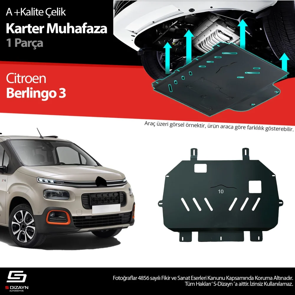 S-Dizayn Citroen Berlingo Çelik Karter Muhafaza 2018 Üzeri A+ Kalite