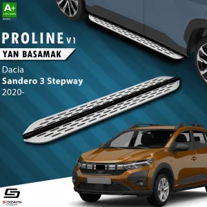 S-Dizayn Dacia Sandero 3 Stepway OEM Still Pro V1 Aluminyum Yan Basamak 183 Cm 2020 Üzeri A+ Kalite						                Araca &Ouml;zel A+Kalite Yan Basamak&Uu