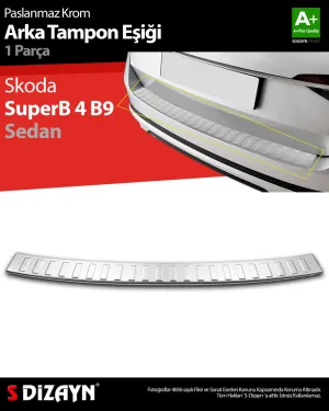 S-Dizayn Skoda SuperB B8 Makyajlı SD Krom Arka Tampon Eşiği 2019-2023						                Araca &Ouml;zel Krom Aksesuar
&Uuml;r&uuml;n &Ouml;zellikleri:Krom &u