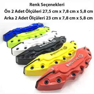 Saab 900 Uyumlu  Yeşil Fren Kaliper Kapağı 4 Parça Ön Arka Set - Görsel 4