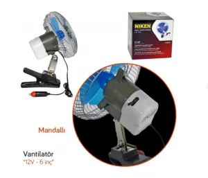 ARAÇ VANTİLATÖRÜ  MANDALLI 12V 21W 6 İNÇ thumb 2