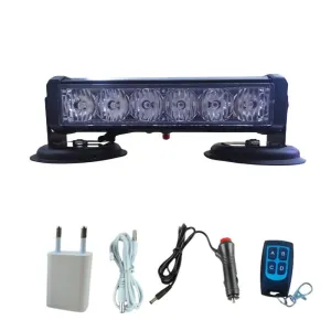 Tepe çakar lamba mıknatıslı vantuzlu 21 fonksiyonlu 15,5cm  6 ledli kırmızı-mavi usb-fiş şarjlı-kumandalı  adet  / LAPA118-2 thumb 4
