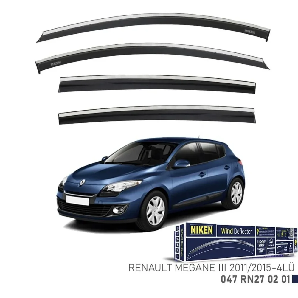 Renault Megane 3 2011-2015 Kromlu Cam Rüzgarlığı 4 LÜ