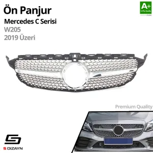 S-Dizayn Mercedes C-Class W205 Ön Panjur Krom Diamond Model 2019 Üzeri - Görsel 2