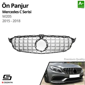 S-Dizayn Mercedes C-Class W205 Ön Panjur Krom GTR Model 2015-2018 - Görsel 2