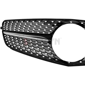 S-Dizayn Mercedes C-Class W204 Ön Panjur Parlak Siyah Piano Black Diamond Model 2007-2014 - Görsel 4