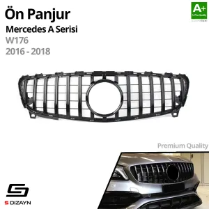 Mercedes A-Class W176 Ön Panjur Parlak Siyah Piano Black GTR Model 2016-2018 thumb 2