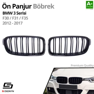 S-Dizayn Bmw 3 Serisi F30/F31/F35 Ön Panjur Böbrek Parlak Siyah Piano Black M3 Model 2012-2017 thumb 2