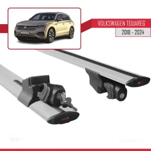 VW Touareg 2018 ve Sonrası ile uyumlu HOOK Model Anahtar Kilitli Ara Atkı Tavan Barı GRİ thumb 5