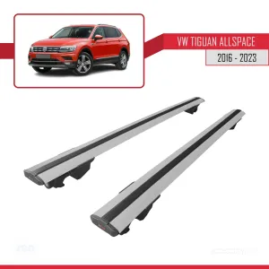 VW Tiguan Allspace 2016-2023 Arası ile uyumlu HOOK Model Anahtar Kilitli Ara Atkı Tavan Barı GRİ thumb 4