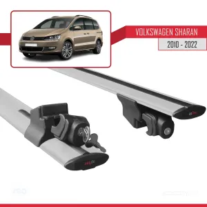 VW Sharan 2010-2022 Arası ile uyumlu HOOK Model Anahtar Kilitli Ara Atkı Tavan Barı GRİ thumb 5