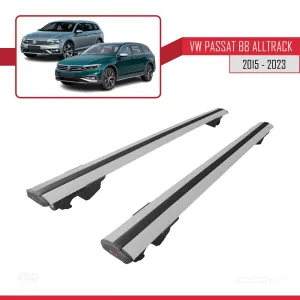 VW Passat B8 Alltrack 2015-2023 Arası ile uyumlu HOOK Model Anahtar Kilitli Ara Atkı Tavan Barı GRİ thumb 4