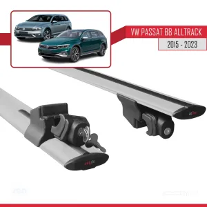 VW Passat B8 Alltrack 2015-2023 Arası ile uyumlu HOOK Model Anahtar Kilitli Ara Atkı Tavan Barı GRİ thumb 5