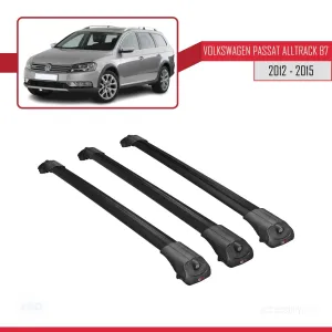 Volkswagen Passat Alltrack B7 2012-2015 Arası ile uyumlu ACE-1 Ara Atkı Tavan Barı SİYAH 3 ADET BAR - Görsel 3