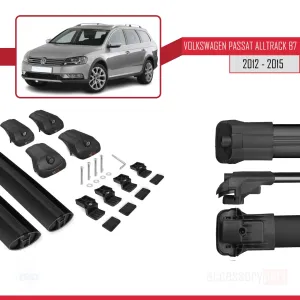 Volkswagen Passat Alltrack B7 2012-2015 Arası ile uyumlu ACE-1 Ara Atkı Tavan Barı SİYAH - Görsel 5
