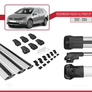 VW Passat Alltrack B7 2012-2015 Arası ile uyumlu ACE-1 Ara Atkı Tavan Barı GRİ 3 ADET BAR thumb 5