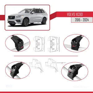 Volvo XC90 2015 ve Sonrası ile uyumlu ACE-2 Ara Atkı Tavan Barı GRİ - Görsel 5