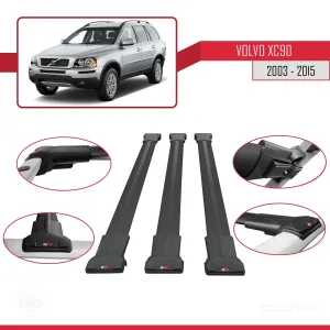 Volvo XC90 2003-2015 Arası ile Uyumlu FLY Model Ara Atkı Tavan Barı SİYAH 3 ADET BAR - Görsel 5