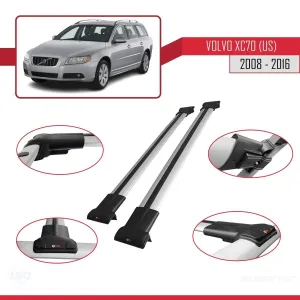 Volvo XC70 (US) 2008-2016 Arası ile Uyumlu FLY Model Ara Atkı Tavan Barı GRİ - Görsel 5
