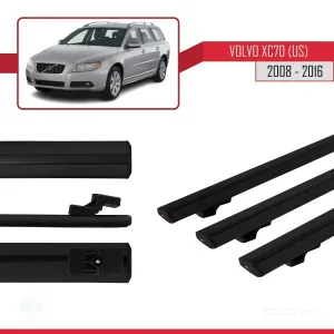 Volvo XC70 (US) 2008-2016 Arası ile uyumlu Basic Model Ara Atkı Tavan Barı SİYAH 3 ADET - Görsel 3