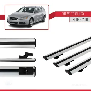 Volvo XC70 (US) 2008-2016 Arası ile uyumlu Basic Model Ara Atkı Tavan Barı GRİ 3 ADET - Görsel 3