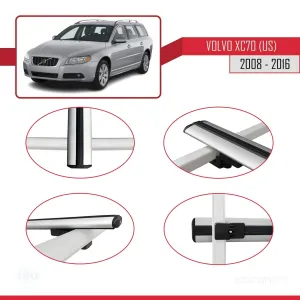 Volvo XC70 (US) 2008-2016 Arası ile uyumlu Basic Model Ara Atkı Tavan Barı GRİ 3 ADET - Görsel 4