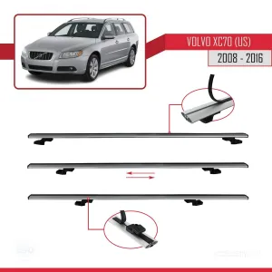 Volvo XC70 (US) 2008-2016 Arası ile uyumlu Basic Model Ara Atkı Tavan Barı GRİ 3 ADET - Görsel 5