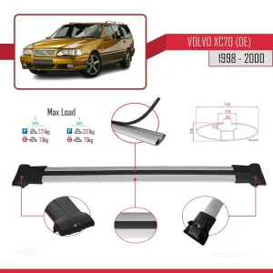 Volvo XC70 (DE) 1998-2000 Arası ile Uyumlu FLY Model Ara Atkı Tavan Barı GRİ 3 ADET BAR - Görsel 4
