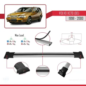 Volvo XC70 (DE) 1998-2000 Arası ile Uyumlu FLY Model Ara Atkı Tavan Barı GRİ thumb 4
