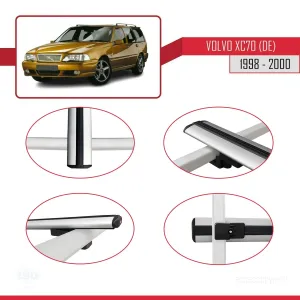 Volvo XC70 (DE) 1998-2000 Arası ile uyumlu Basic Model Ara Atkı Tavan Barı GRİ 3 ADET thumb 4