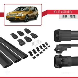 Volvo XC70 (DE) 1998-2000 Arası ile uyumlu ACE-1 Ara Atkı Tavan Barı SİYAH 3 ADET BAR - Görsel 5