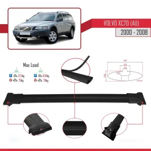 Volvo XC70 (AU) 2000-2008 Arası ile Uyumlu FLY Model Ara Atkı Tavan Barı SİYAH 3 ADET BAR - Görsel 4