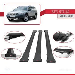 Volvo XC70 (AU) 2000-2008 Arası ile Uyumlu FLY Model Ara Atkı Tavan Barı SİYAH 3 ADET BAR - Görsel 5