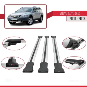 Volvo XC70 (AU) 2000-2008 Arası ile Uyumlu FLY Model Ara Atkı Tavan Barı GRİ 3 ADET BAR - Görsel 5