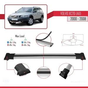 Volvo XC70 (AU) 2000-2008 Arası ile Uyumlu FLY Model Ara Atkı Tavan Barı GRİ - Görsel 4