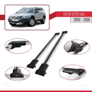 Volvo XC70 (AU) 2000-2008 Arası ile Uyumlu FLY Model Ara Atkı Tavan Barı GRİ - Görsel 5