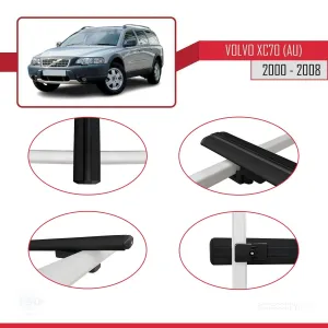 Volvo XC70 (AU) 2000-2008 Arası ile uyumlu Basic Model Ara Atkı Tavan Barı SİYAH 3 ADET - Görsel 4