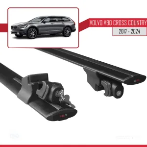 Volvo V90 Cross Country 2017 ve Sonrası ile uyumlu HOOK Model Anahtar Kilitli Ara Atkı Tavan Barı SİYAH thumb 5