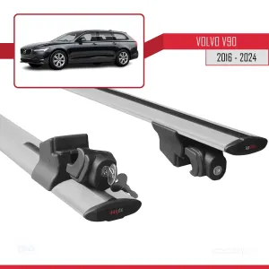 Volvo V90 2016 ve Sonrası ile uyumlu HOOK Model Anahtar Kilitli Ara Atkı Tavan Barı GRİ thumb 5
