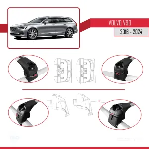 Volvo V90 (EU) 2016 ve Sonrası ile uyumlu ACE-2 Ara Atkı Tavan Barı GRİ - Görsel 5