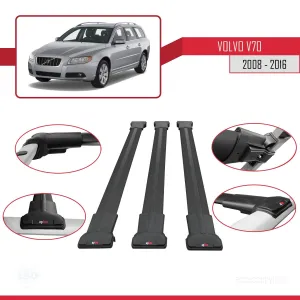 Volvo V70 2008-2016 Arası ile Uyumlu FLY Model Ara Atkı Tavan Barı SİYAH 3 ADET BAR - Görsel 5